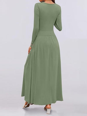 Liber Spring Women's Pocket Solid Color Maxi Dresses
