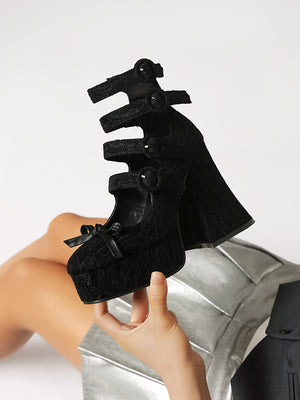 Lace Platform Buckle Mary Jane Shoes