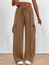 Elastic Waistband Lace Up Pocket Cargo Trousers