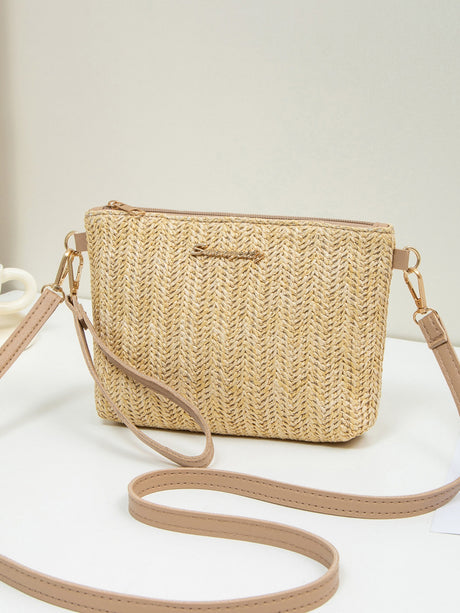 Resort Striped Straw Crossbody Bag