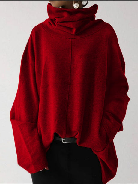 Hood Turtleneck Batwing Sleeves Loose Sweatshirts
