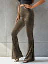 High-waisted Flared Pants Velvet Piping Bell-bottoms Sports Everyday Trousers
