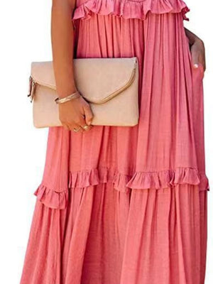 Camisoles Loose-fit Multi-story Irregular Solid Color Maxi Dresses