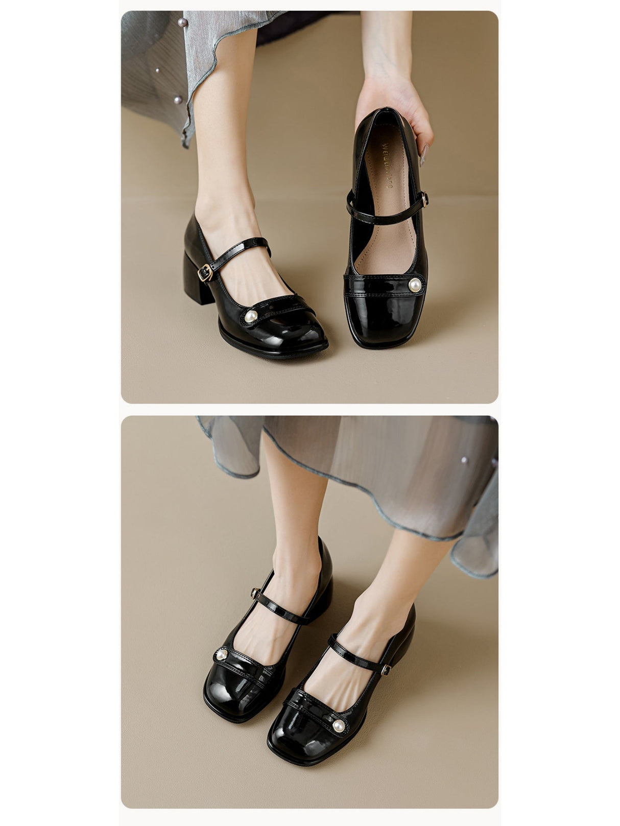 Liber Spring and Autumn Pearl Women's Mary Jane Shoes