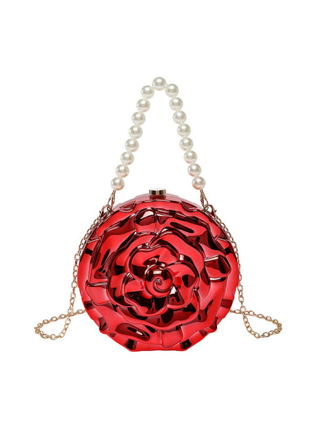 Flower-shaped Round Evening Shoulder Bag