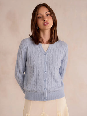 Wool Cable Knit V Fake Two-piece Pullover Sweater
