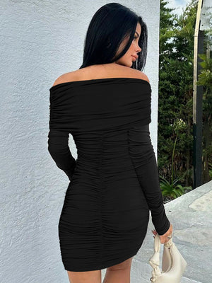 Liber Autumn Women's Pleated Solid Color Mini&Short Dresses