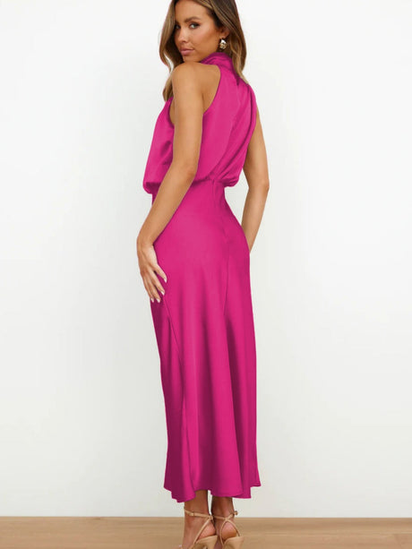 Ärmellose Satin-Partykleider, Brautjungfernkleider, Midi-Länge