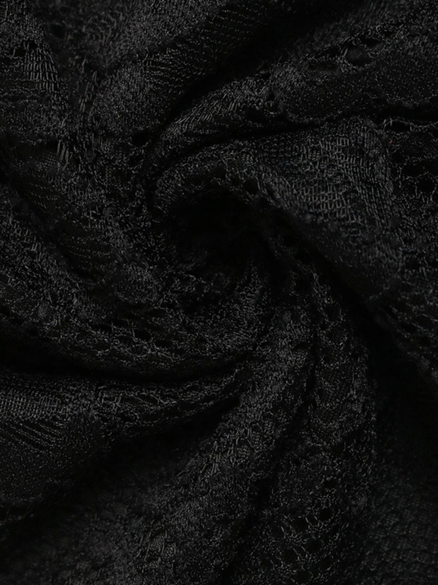 Lace Splicing Color-blocked Collar Slim-fit Hip-hugging Maxi Dresses