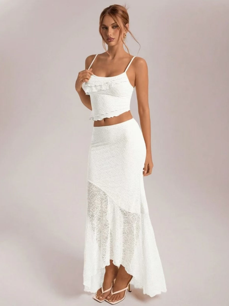 Liber Summer Women's Lace Solid Color 2-piece Sets