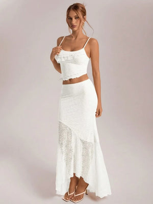 Liber Summer Women's Lace Solid Color 2-piece Sets
