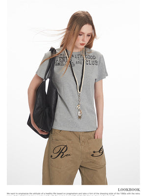 Liber Summer Women's Printed Letter T-shirts