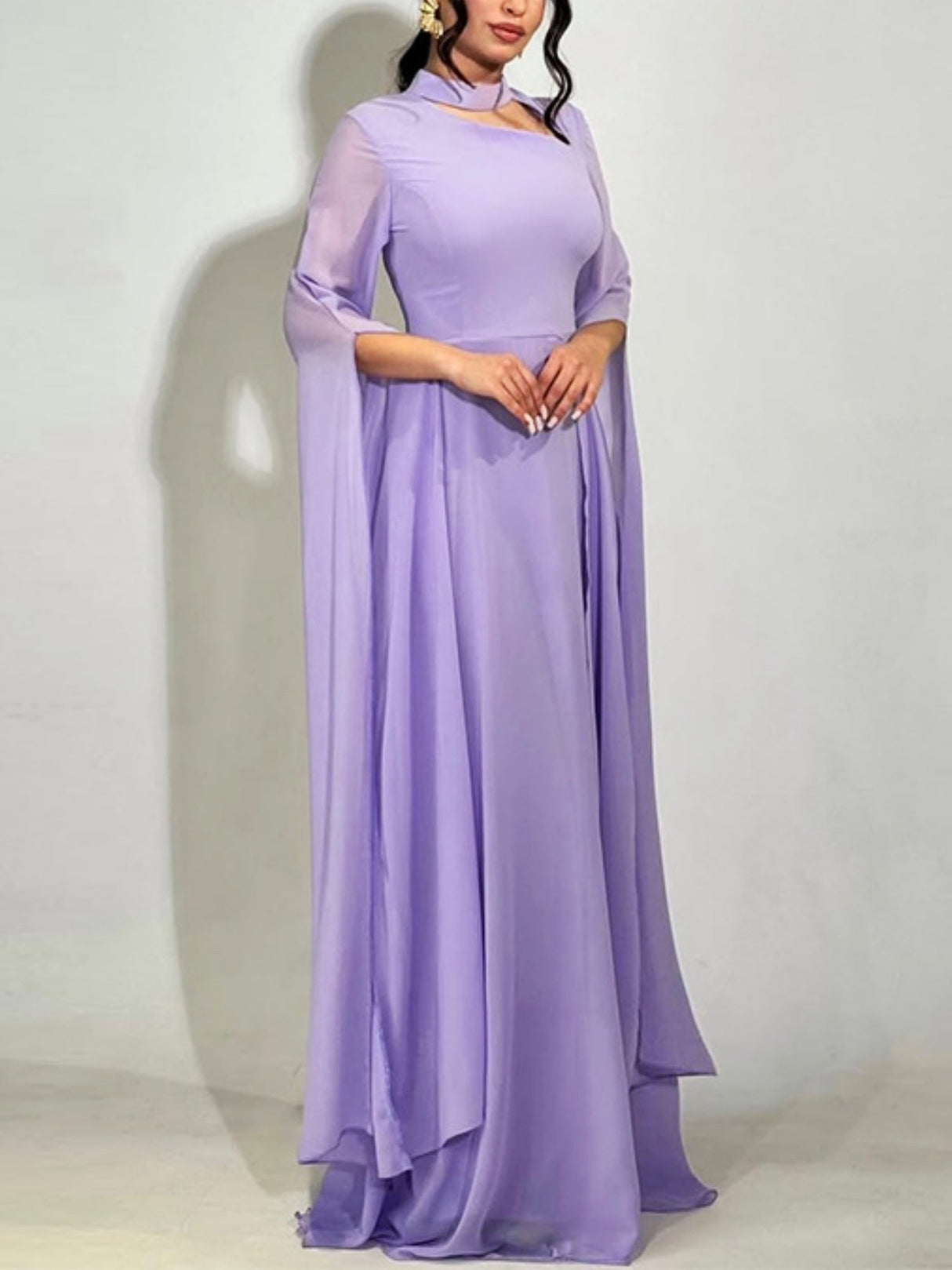 Flying Sleeves Hollow Out Back Strap Maxi Dresses