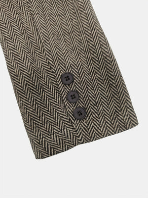 Herringbone Fabric Flower Brooch Commuting Women's Blazers