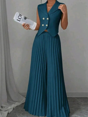 Pleated Pants Vest Grace Commuting Set 2-piece Sets