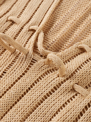 V-neck Waist-cinching Belt Sequins Knitting Maxi Dresses