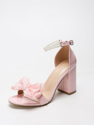 Beaded Bow High-heeled Sandals