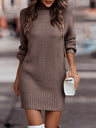 High-necked Long-sleeved Waist-cinching And Hip-hugging Knitted Sweaters Midi Dresses