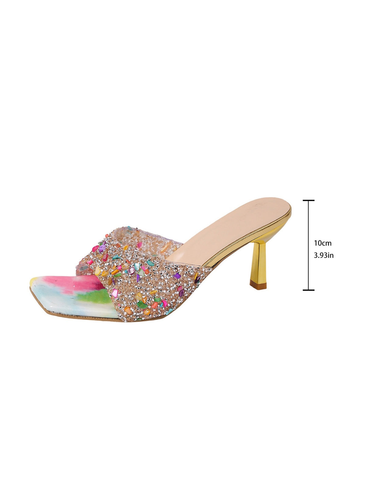 Colorful Rhinestone-studded High-heeled Sandals