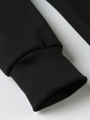 Fleece-lined For Warmth Double-ended Zipper Plush Patchwork Hoodies Jackets