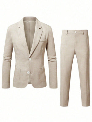 Solid Color Business Dinner Wedding Suit 2-piece Sets Set