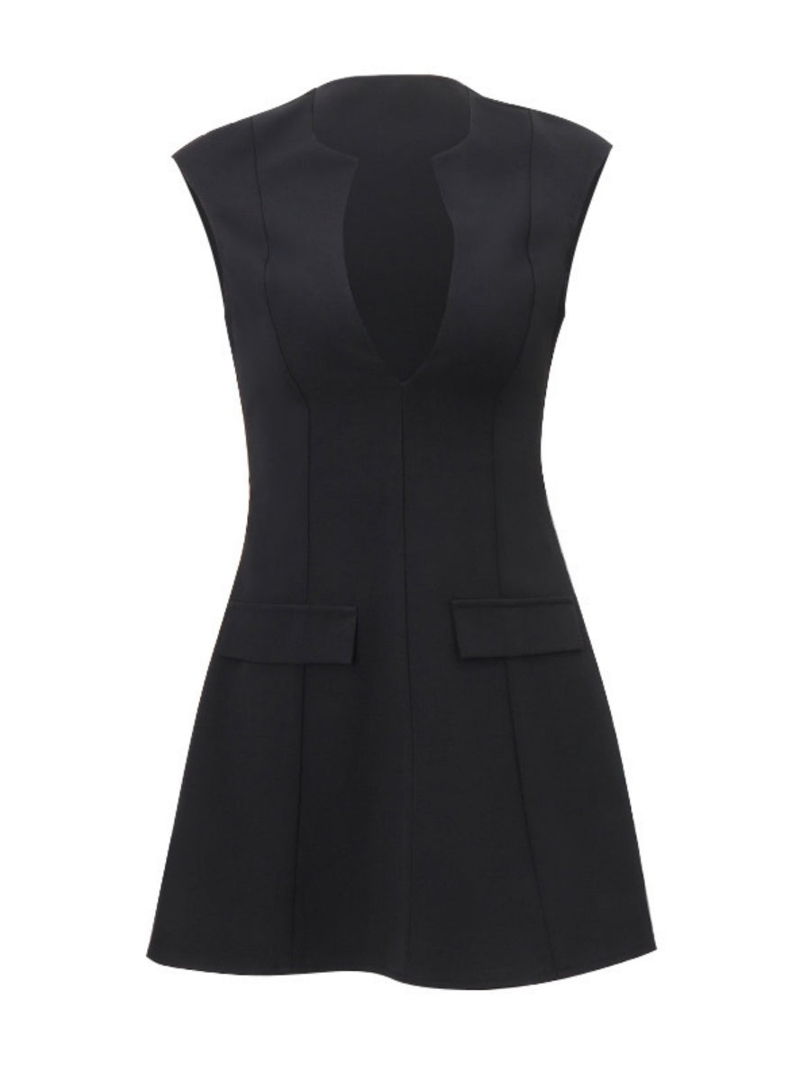 Liber Summer Women's Deep V Solid Color Mini&Short Dresses