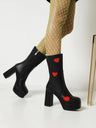 Heart-shaped Platform Mid-calf Boots
