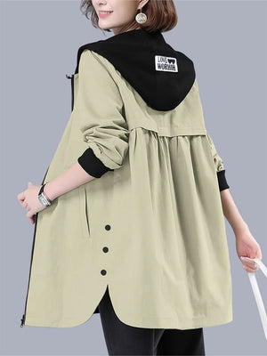 Zipper Version Leisure Outdoor Drawstring Windproof Hooded Windbreaker