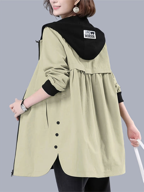 Zipper Version Leisure Outdoor Drawstring Windproof Hooded Windbreaker