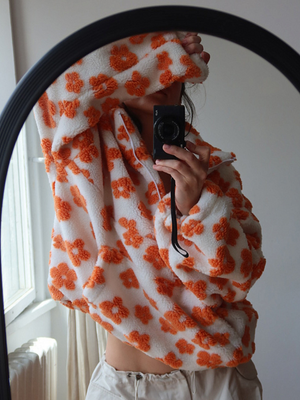 Fleece Flowers Keep Warm Pocket Sweatshirts&Hoodies