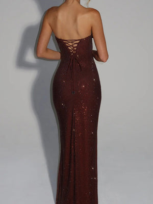 Tube Top Hip-hugging Sequins Evening Dress Maxi Dresses