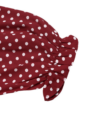 Lace-up Zipper, Polka Dots Polka Dots Maxi Dresses
