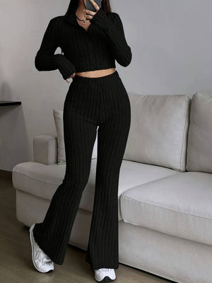 Leisure Long Sleeve Zipper Solid Color 2-piece Sets