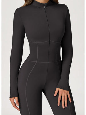 Long-sleeved Stand Collar Fleece Keep Warm High Elasticity Waist Slimming And Shaping Yoga Fitness Outdoor Jumpsuits/pants