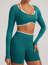 Seamless Faux Two-Piece Exercise And Fitness Yoga Long-sleeved Top