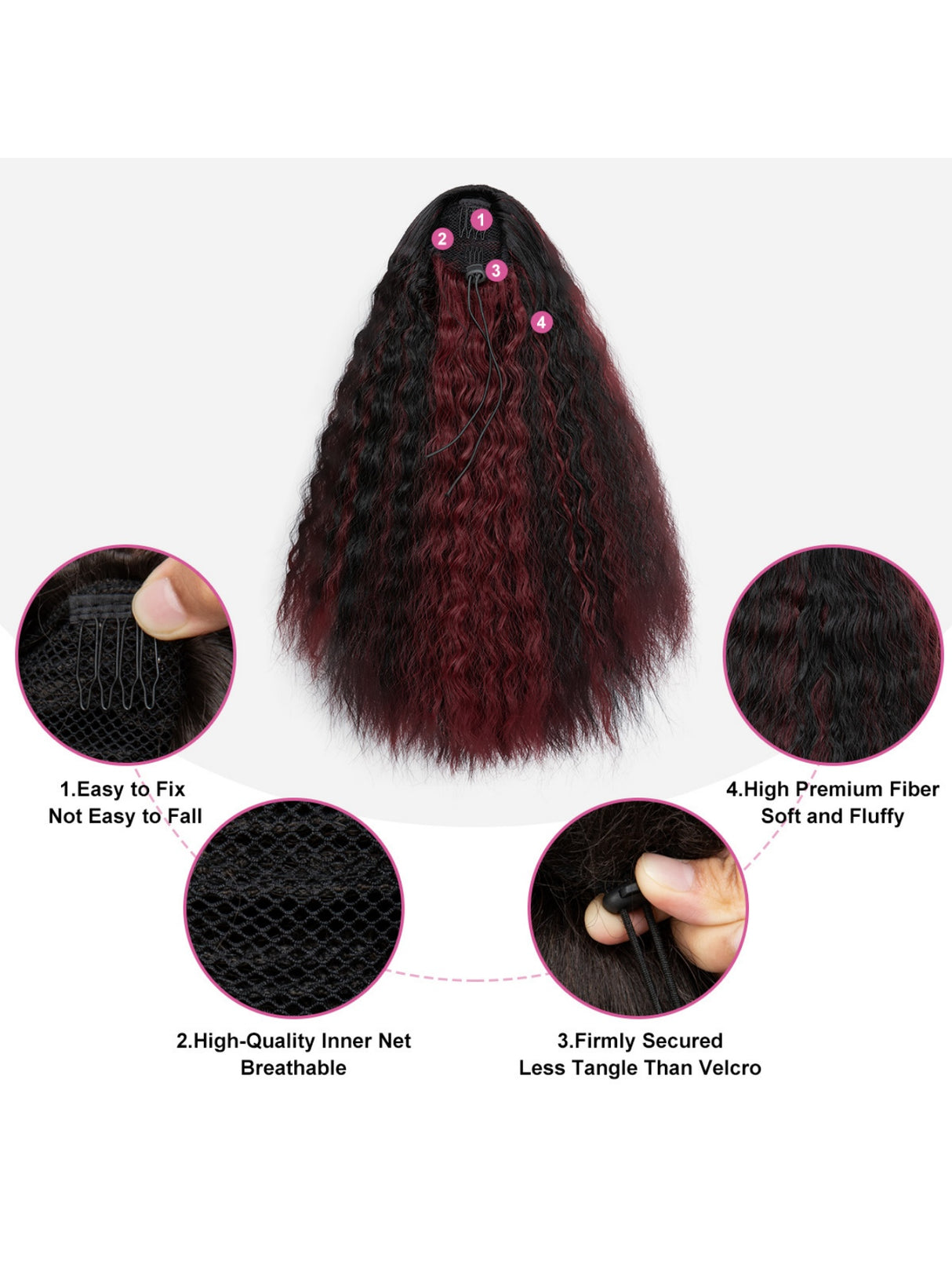 Small Curly Ponytail Synthetic Fiber Drawstring Braid High-temperature Silk Wig
