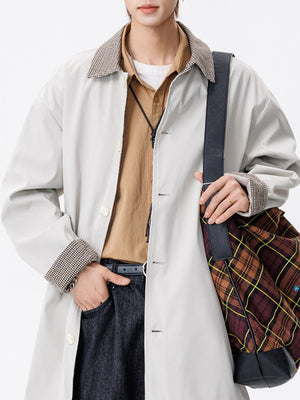 Medium And Long Loose-fit Color-blocked Trench Coats