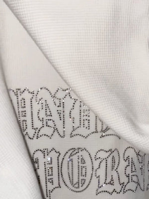 Crew Neck Loose Letter Rhinestone Zip-up Hoodie