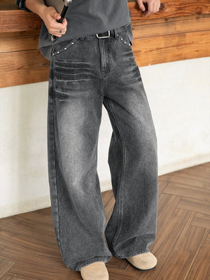 Liber Autumn Men's Pocket decoration Jeans