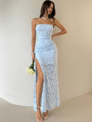 Strapless, Form-fitting, Backless, High-slit Long Dress