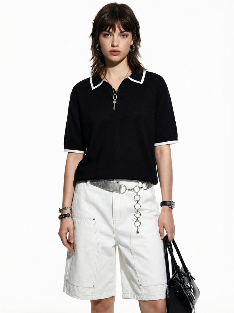 Old Money Style Color-blocked Leisure Polo Shirts