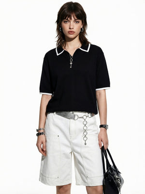 Old Money Style Color-blocked Leisure Polo Shirts