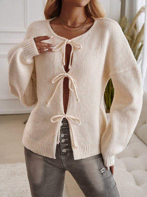 Lace up Bow Hollow Sweaters