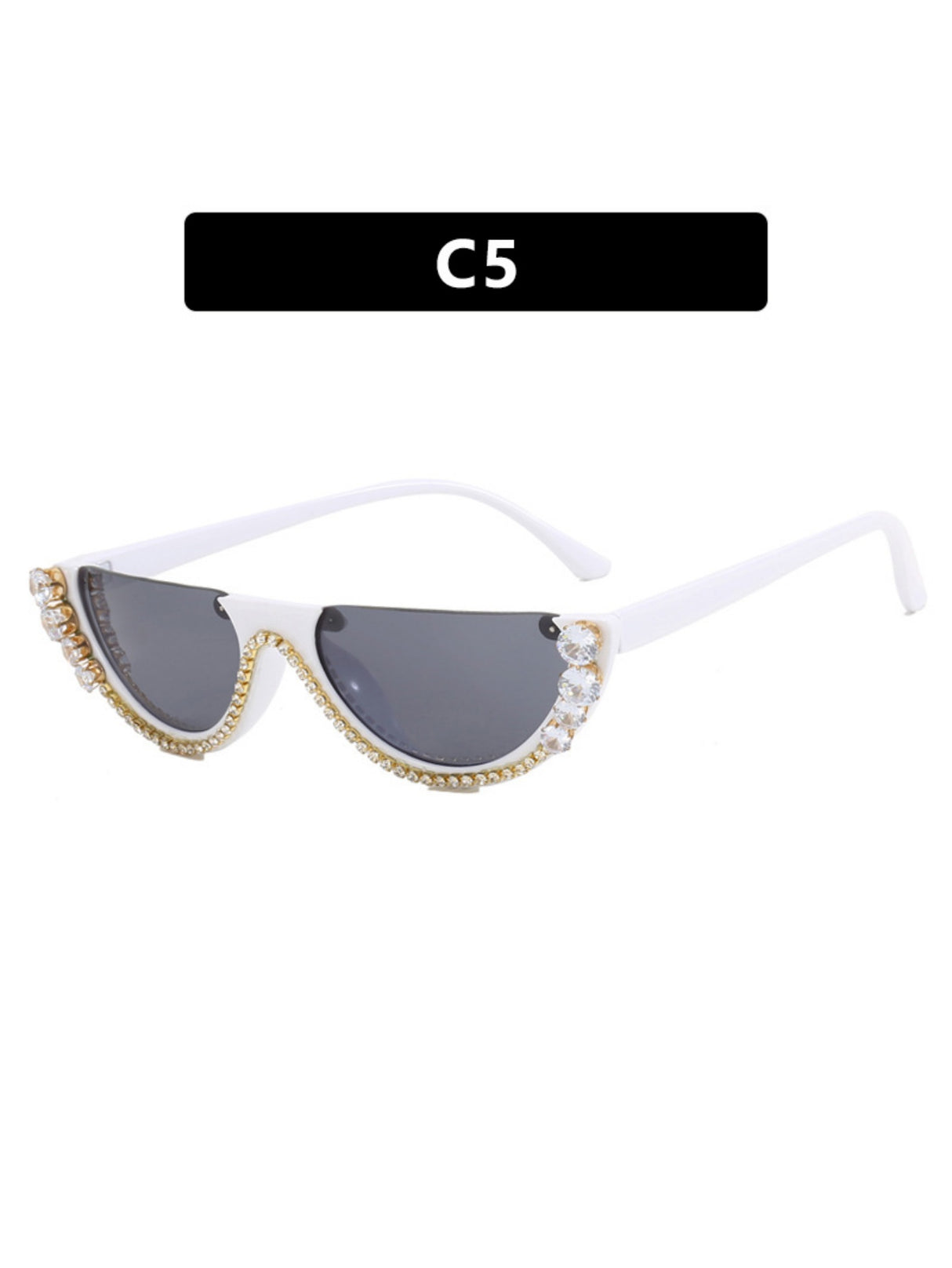 Rhinestone Half-rimmed Sunglasses