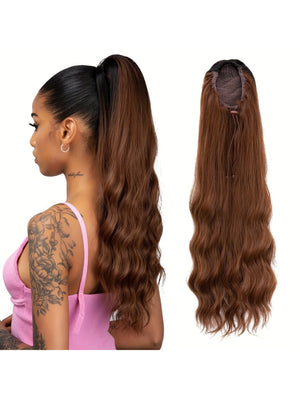 Pull-cord Hair Tie Water Ripple High-temperature Silk Ponytail Wig
