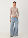 Mesh Print Crew Neck See-through T-shirt