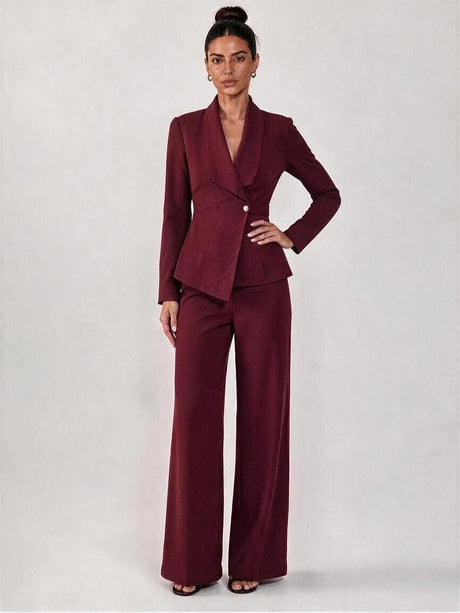 Zweiteilige Sets aus langärmeligem Blazer mit einfacher Schnalle und gerader Hose