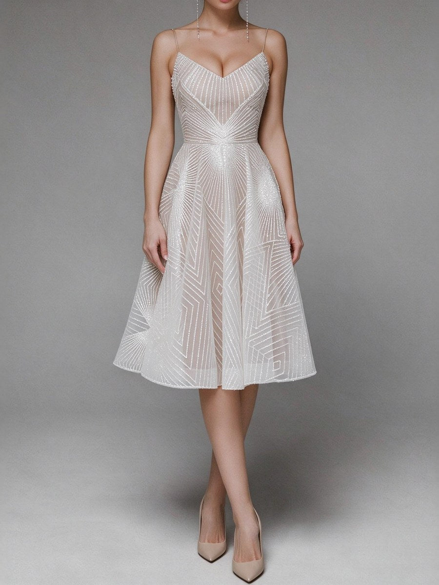 Embroidered Sleeveless Midi Dress