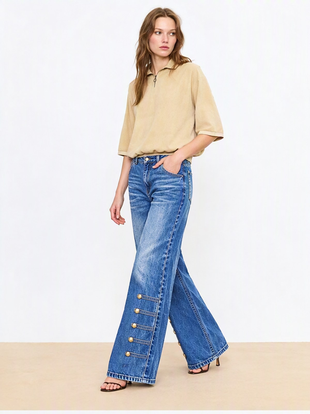 High-waisted Wide-leg Jeans
