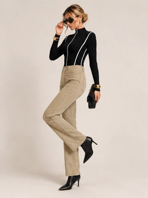 High-waisted Straight-leg Casual Trousers